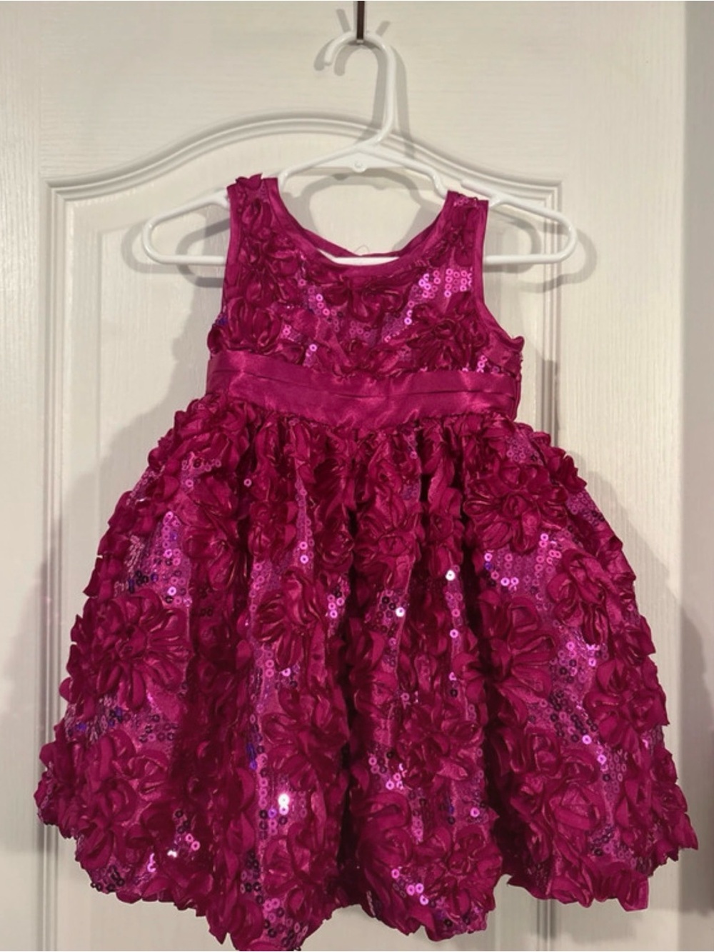 Blueberi Boulevard Hot Pink Floral Sequin Party Dress